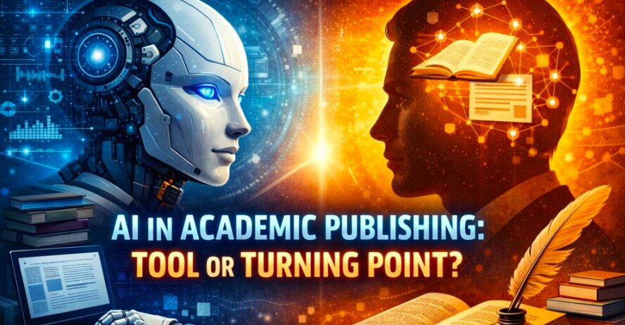 Abstract illustration of artificial intelligence in academic publishing