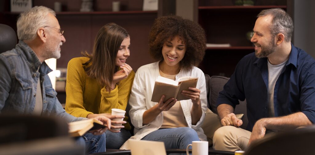 People discussing books in a book club