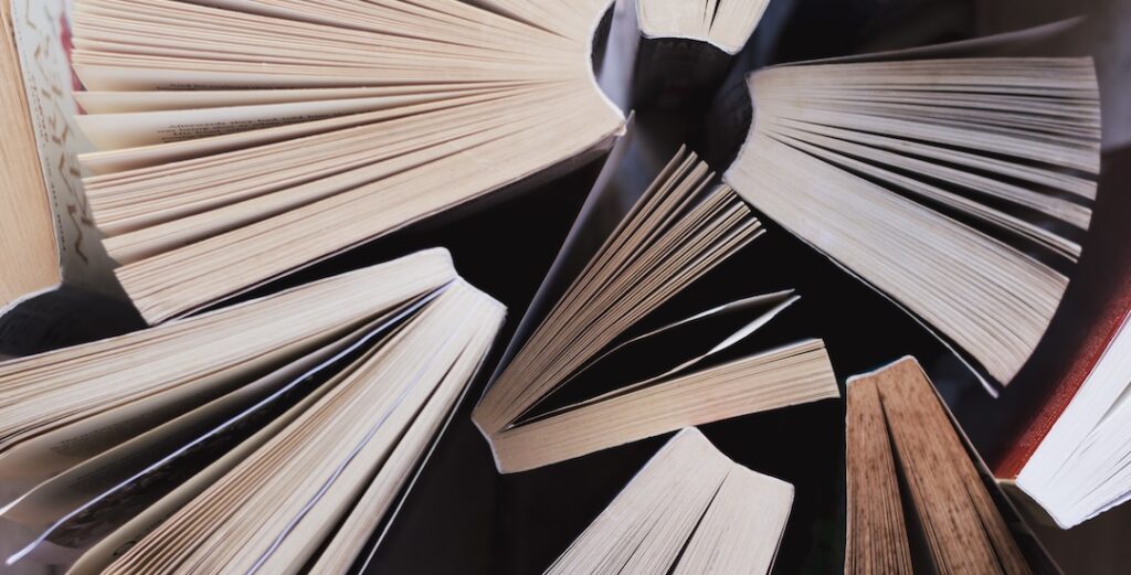 Books viewed from above