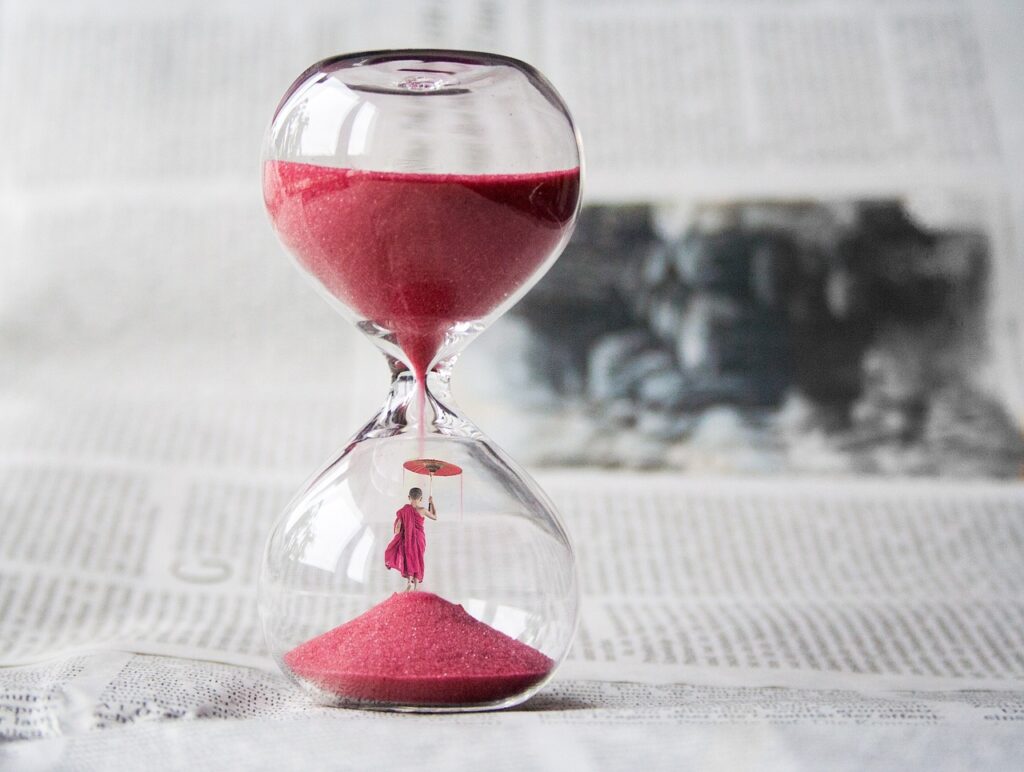 Hourglass representing publishing timelines