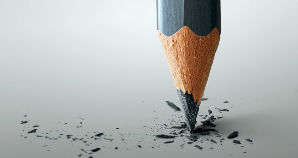 Author writing with a pencil